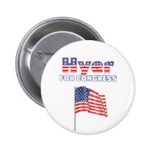 Hyer for Congress Patriotic American Flag Pinback Button