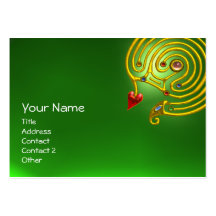 HYPER LABYRINTH EMERALD ,red yellow green Business Card Template