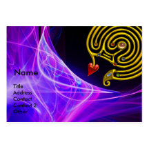 HYPER LABYRINTH IN BLUE PINK PURPLE LIGHT WAVES BUSINESS CARD TEMPLATES