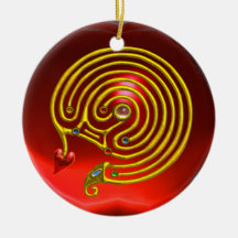 HYPER LABYRINTH  Red Ruby and Blue Sapphire Ornament