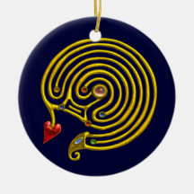 HYPER LABYRINTH white and blue Ornaments