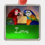HYPER PARROTS / BLUE AND RED ARA  Emerald Love Ornaments