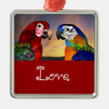 HYPER PARROTS / BLUE AND RED ARA Love Christmas Tree Ornament