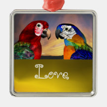 HYPER PARROTS / BLUE AND RED ARA  Topaz Love Christmas Ornaments