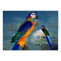 HYPER PARROTS / BLUE ARA GREETING CARD