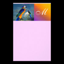HYPER PARROTS / BLUE ARA  MONOGRAM ,pink stationery