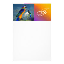 HYPER PARROTS / BLUE ARA  MONOGRAM STATIONERY