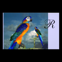 HYPER PARROTS / BLUE ARA  MONOGRAM stationery