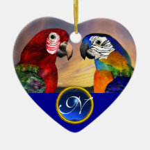 HYPER PARROTS BLUE SAPPHIRE GEM MONOGRAM Love Christmas Ornament