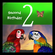 HYPER PARROTS / First Birthday Party,Emerald Green invitations