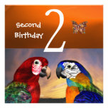 HYPER PARROTS / First Birthday Party, Orange Custom Invitations