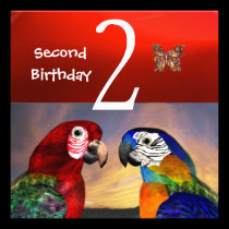 HYPER PARROTS / First Birthday Party, Red invitations