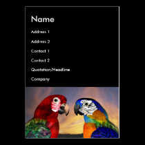 HYPER PARROTS / RED AND BLUE ARA ,black business cards