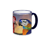 HYPER PARROTS / RED AND BLUE ARA COFFEE MUGS