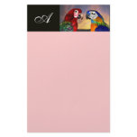 HYPER PARROTS / RED AND BLUE ARA  MONOGRAM pink stationery