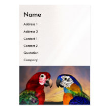 HYPER PARROTS / RED AND BLUE ARA , White Pearl Business Card