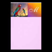 HYPER PARROTS / RED ARA  MONOGRAM ,pink stationery