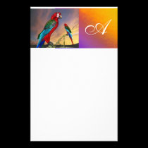 HYPER PARROTS / RED ARA  MONOGRAM ,white stationery