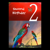 HYPER PARROTS / Second Birthday Party Red Ruby invitations