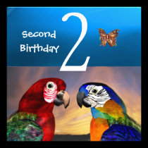 HYPER PARROTS /Second Birthday Party, Turquase invitations