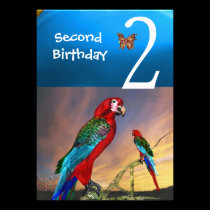 HYPER PARROTS / Second Birthday Party Turquase invitations