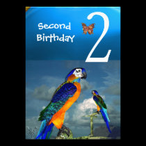 HYPER PARROTS / Second Birthday Party Turquase invitations