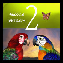 HYPER PARROTS / Second Birthday Party, Yellow invitations
