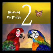 HYPER PARROTS / Second Birthday Party, Yellow invitations