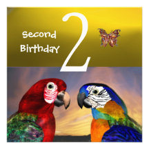 HYPER PARROTS / Second Birthday Party, Yellow Invites