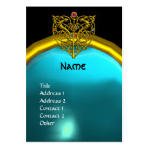HYPER VALENTINE AQUAMARINE MONOGRAM  yellow blue Business Card Templates