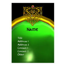 HYPER VALENTINE EMERALD MONOGRAM yellow green Business Card Templates