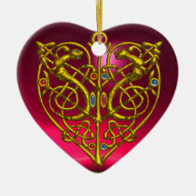 HYPER VALENTINE HEART Red Ruby and Blue Sapphire Christmas Ornament