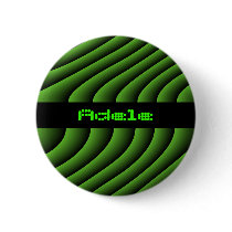 Hypnotic Green Wavy Lines Custom Name Pinback Button