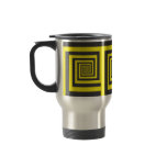 Hypnotic spiral in yellow and black coffee mugs