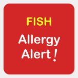 i7 - Allergy Alert - FISH. Square Stickers
