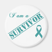 I am a Survivor - Teal Ribbon Fridge Magnets