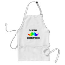 I am man see me stach moustache moustache RAINBOW Aprons