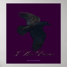 I AM RAVEN II Flying Raven Art Poster