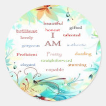 I am..... round stickers