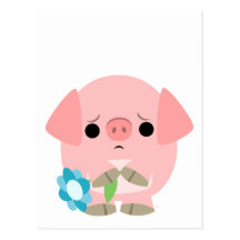 "I am sorry" Cute Cartoon Piglet postcard
