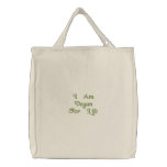 I Am Vegan For Life. Green. Slogan. Custom embroidered bags