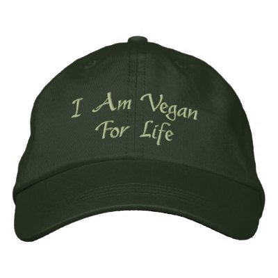I Am Vegan For Life. Green. Slogan. Custom Baseball Cap