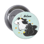 I believe Black cartoon unicorn with stars badge buttons