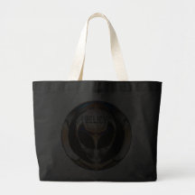 I BELIEVE CHROME ALIEN HEAD TOTE BAGS