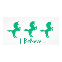 I Believe Green Unicorn Design Photo Greeting Card
