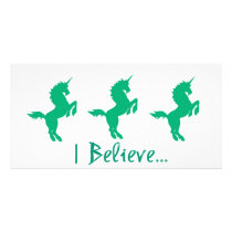 I Believe Green Unicorn Design Photo Greeting Card