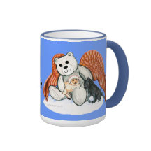 I Believe Grey Angel Bear Ringer Mug