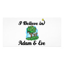 i believe in adam and eve customized photo card