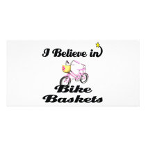 i believe in bike baskets personalized photo card