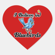 i believe in bluebirds heart sticker